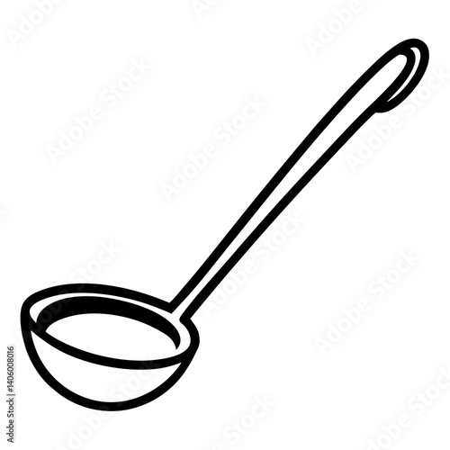 "Digital ladle vector for menus & kitchen tools, perfect for restaurant graphics and print."