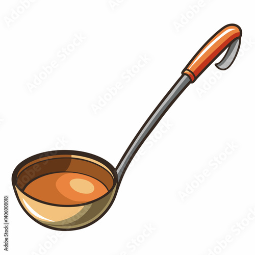 "Digital ladle vector for menus & kitchen tools, perfect for restaurant graphics and print."
