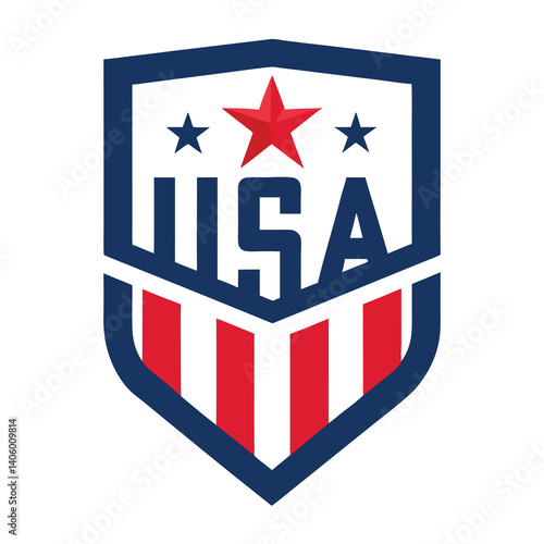 Sharp Angular Shield with Star Center vector illustration on white background