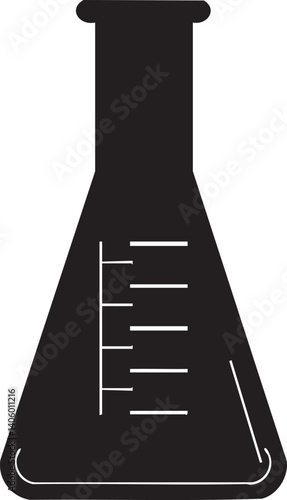 Silhouette of a laboratory beaker used for scientific experiments and measurements