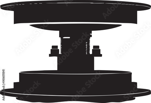 Silhouette of a mechanical device showcasing a circular design with supporting structure.