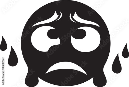 A sad emoticon featuring a frowning face with tears, conveying feelings of unhappiness and sorrow.
