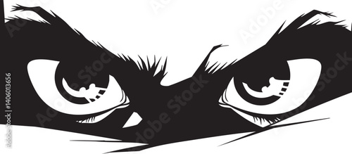 Stylized illustration of intense eyes conveying emotion and mystery in black and white.