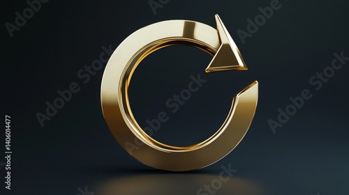 Obraz na płótnie Gold circular 3D arrow--cycle, redo, loop, restart symbol. 