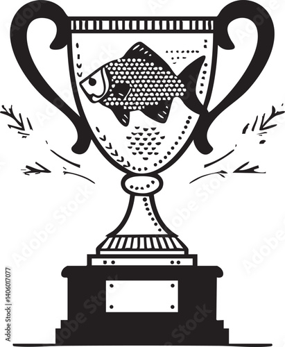 A decorative trophy featuring a fish symbolizing victory and achievement in competitions.