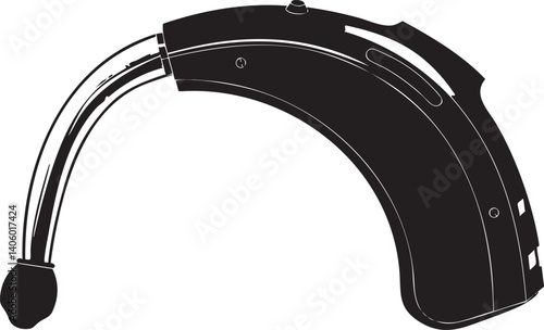 Illustration of a modern hearing aid designed for individuals with hearing loss.