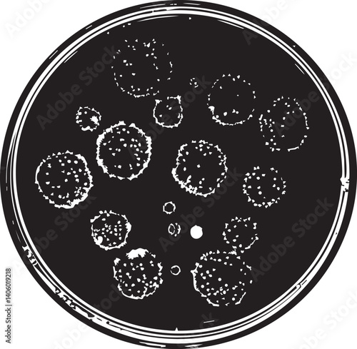 A petri dish containing various bacterial cultures showcasing growth and diversity in a laboratory setting.
