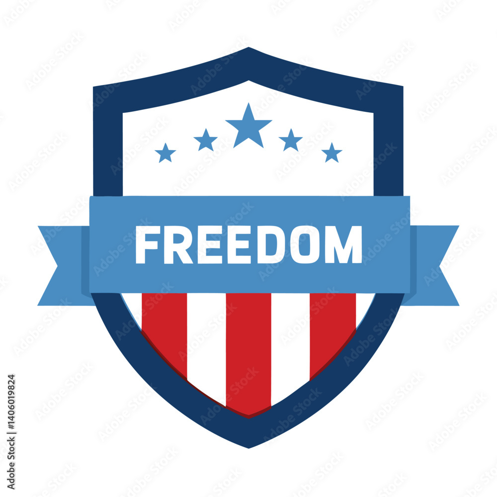 Flat design shield with the usa flag vector illustration on white background Flat design shield with the usa flag vector illustration on white background