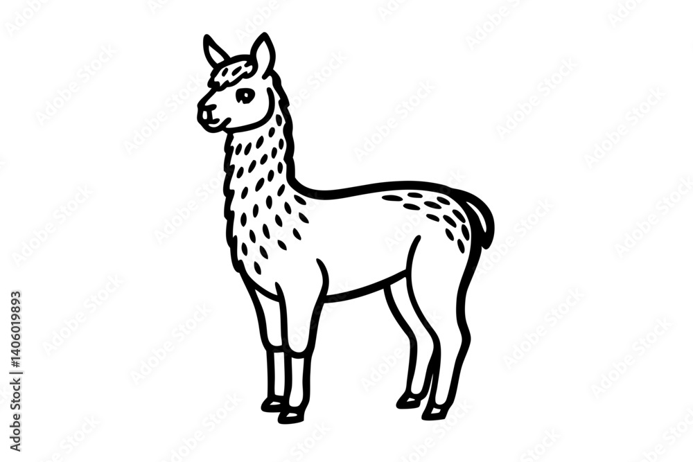 Fototapeta premium Alpaca Cute Animal Sketch