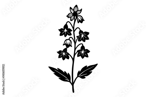 Larkspur Bloom Line Silhouette