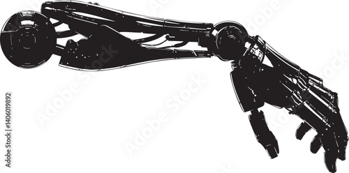 A futuristic mechanical robotic arm showcasing advanced technology and design for various applications.