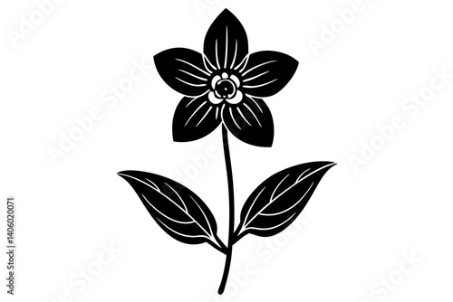 Delphinium Botanical Silhouette Sketch