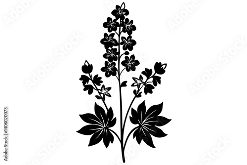 Delphinium Flower Line Drawing