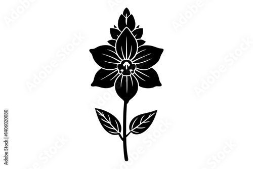 Delphinium Bloom Outline Art