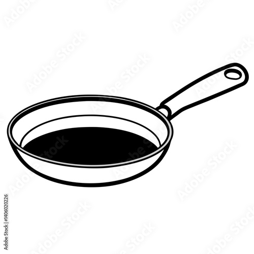 "High-quality frying pan vector design for restaurant menus & kitchen tool graphics, printable."