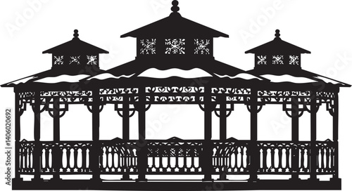 A beautifully designed outdoor gazebo perfect for gardens and relaxation in scenic settings.