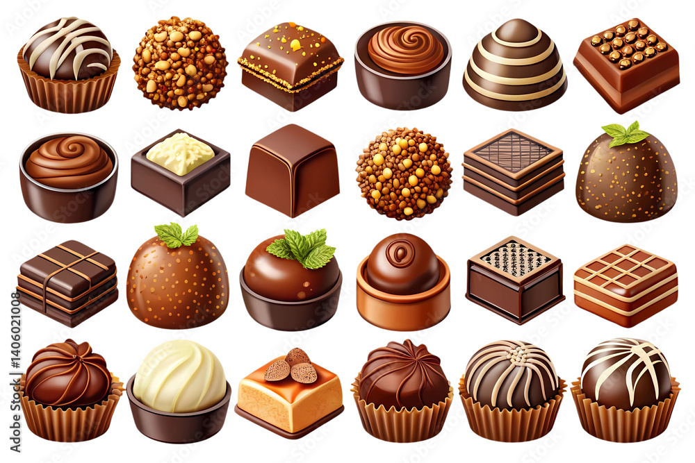 set of chocolate sweets set of chocolate sweets
