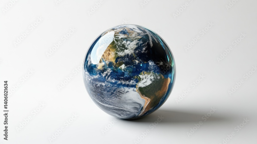 Fototapeta premium Globe with Earths Continents and Oceans HighResolution 3D Rendered Image for Environmental