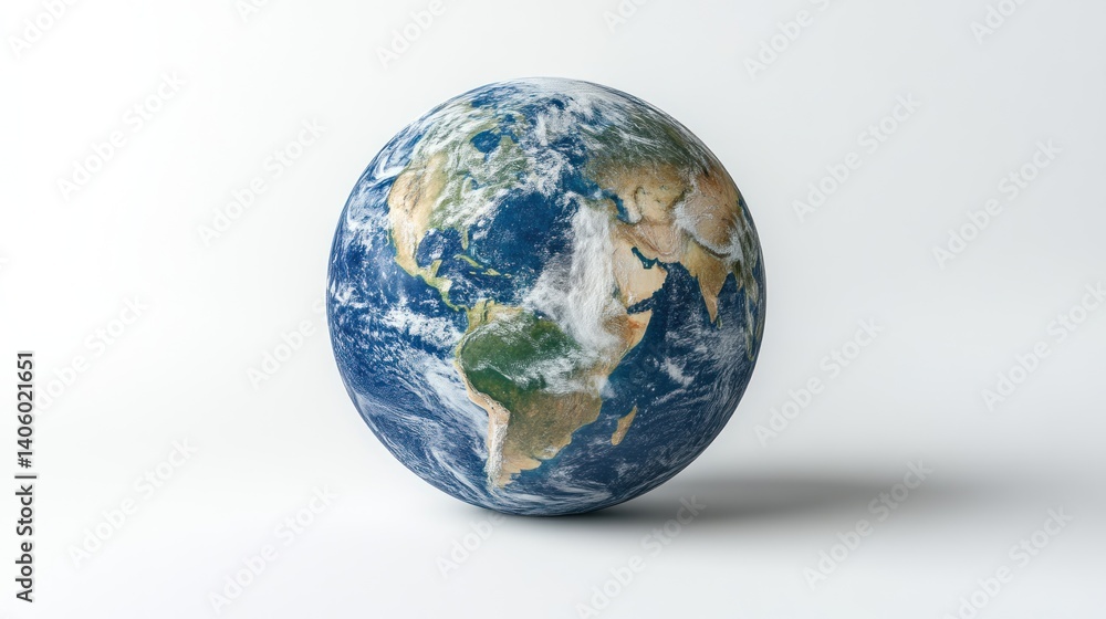 Globe Illustration A Detailed View of Earths Continents and Oceans with Clouds Globe Illustration A Detailed View of Earths Continents and Oceans with Clouds