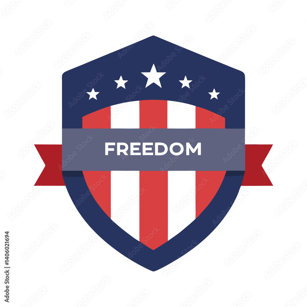 Fototapeta premium Flat design shield with the usa flag vector illustration on white background