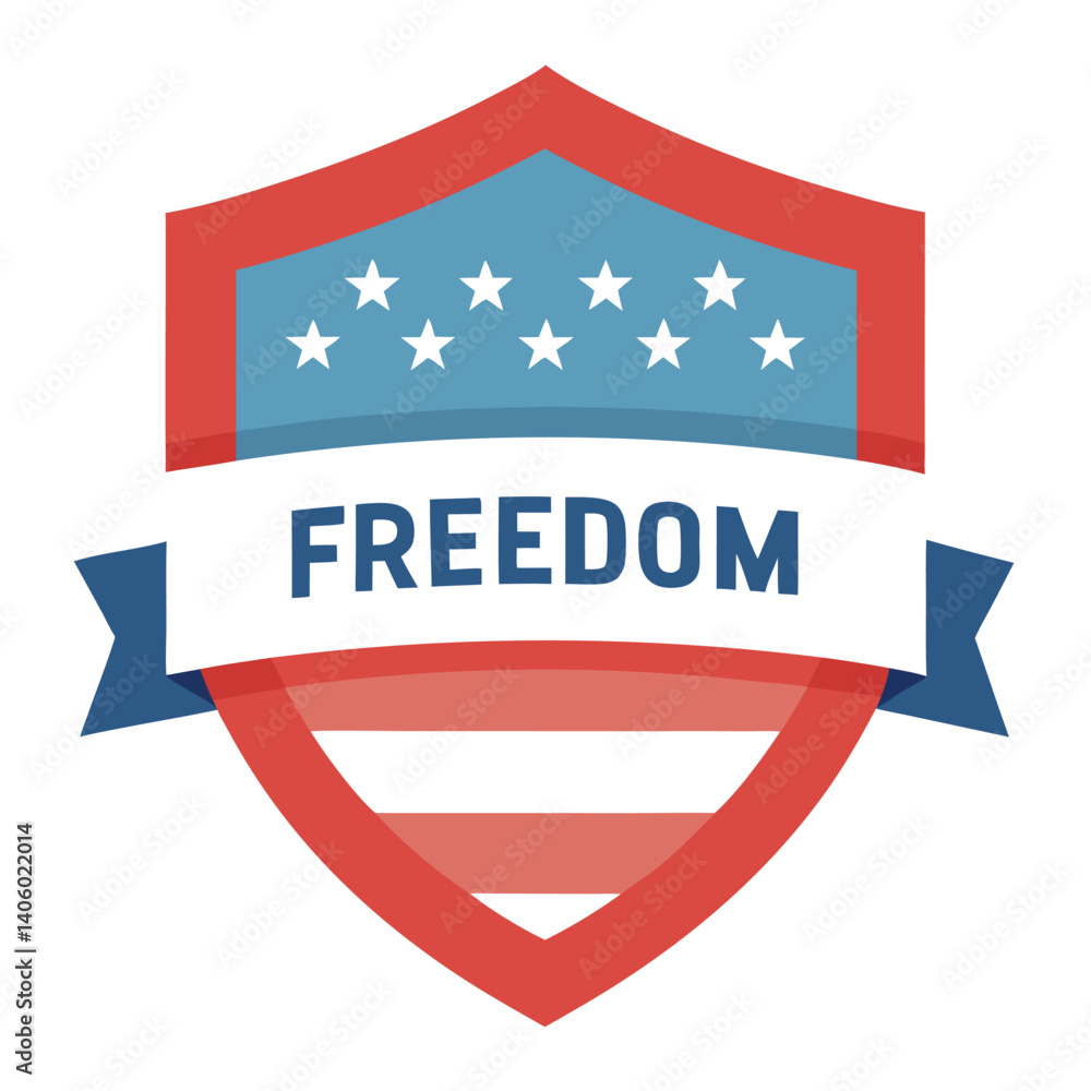 Flat design shield with the usa flag vector illustration on white background