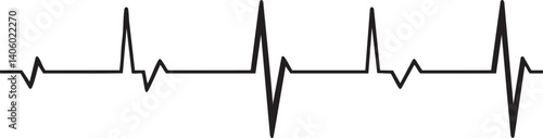 Simple black heartbeat line illustration representing medical monitoring and vital signs in healthcare.