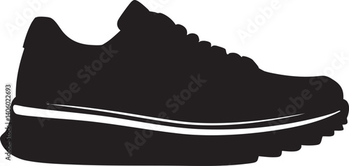 Stylish black silhouette of a modern sneaker ideal for sports and casual wear.