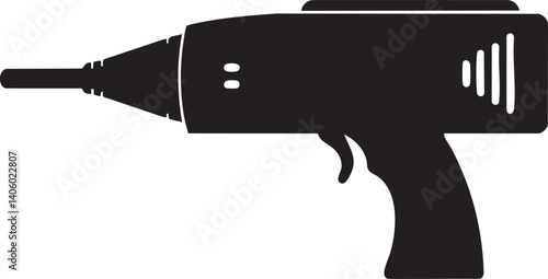 A sleek black silhouette of an electric drill showcasing its design and functionality.