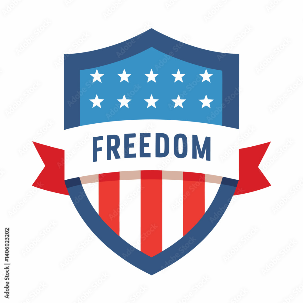 Flat design shield with the usa flag vector illustration on white background Flat design shield with the usa flag vector illustration on white background