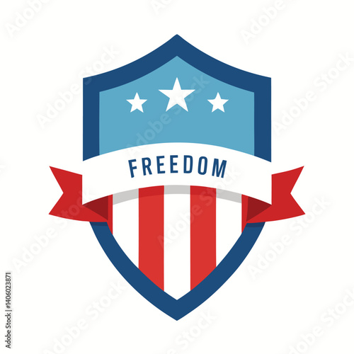 Flat design shield with the usa flag vector illustration on white background