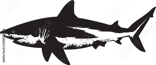 Silhouette of a shark swimming in the ocean showcasing its predatory nature and aquatic grace.