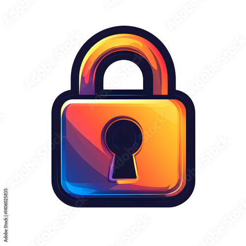 Obraz na płótnie colorful padlock icon with gradient design, symbolizing security and protection. vibrant hues create modern and eye catching appearance, ideal for digital security themes w salonie