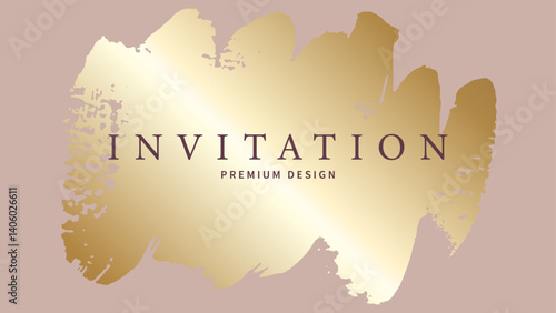 Abstract elegant design with gold pattern on pink background. Premium vector illustration for invitation, flyer, cover, luxe invite, business banner, prestigious voucher, social media, ads.