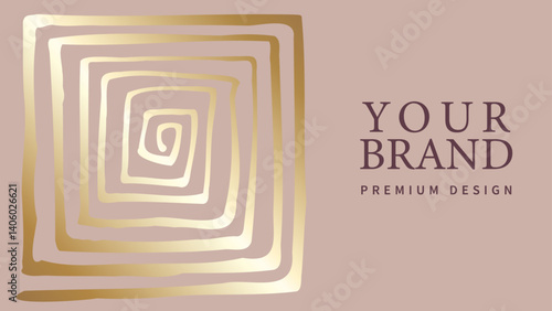 Abstract elegant design with gold pattern on pink background. Premium vector illustration for invitation, flyer, cover, luxe invite, business banner, prestigious voucher, social media, ads.