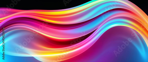 Colorful abstract waves flowing smoothly in vibrant motion design