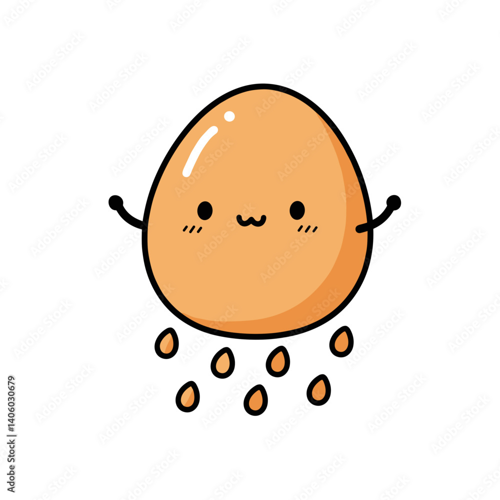 Cute egg character celebrating Easter with falling eggs Cute egg character celebrating Easter with falling eggs