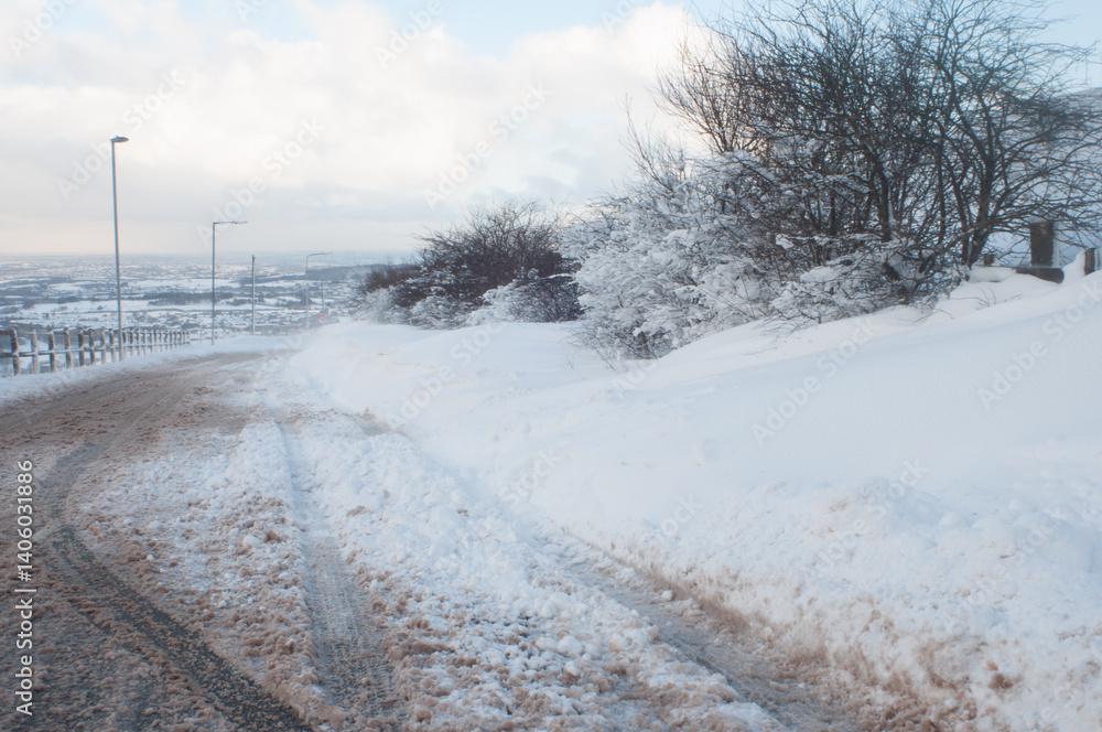 Fototapeta premium Road blocked with snow