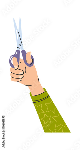 Person holding scissors hand drawn