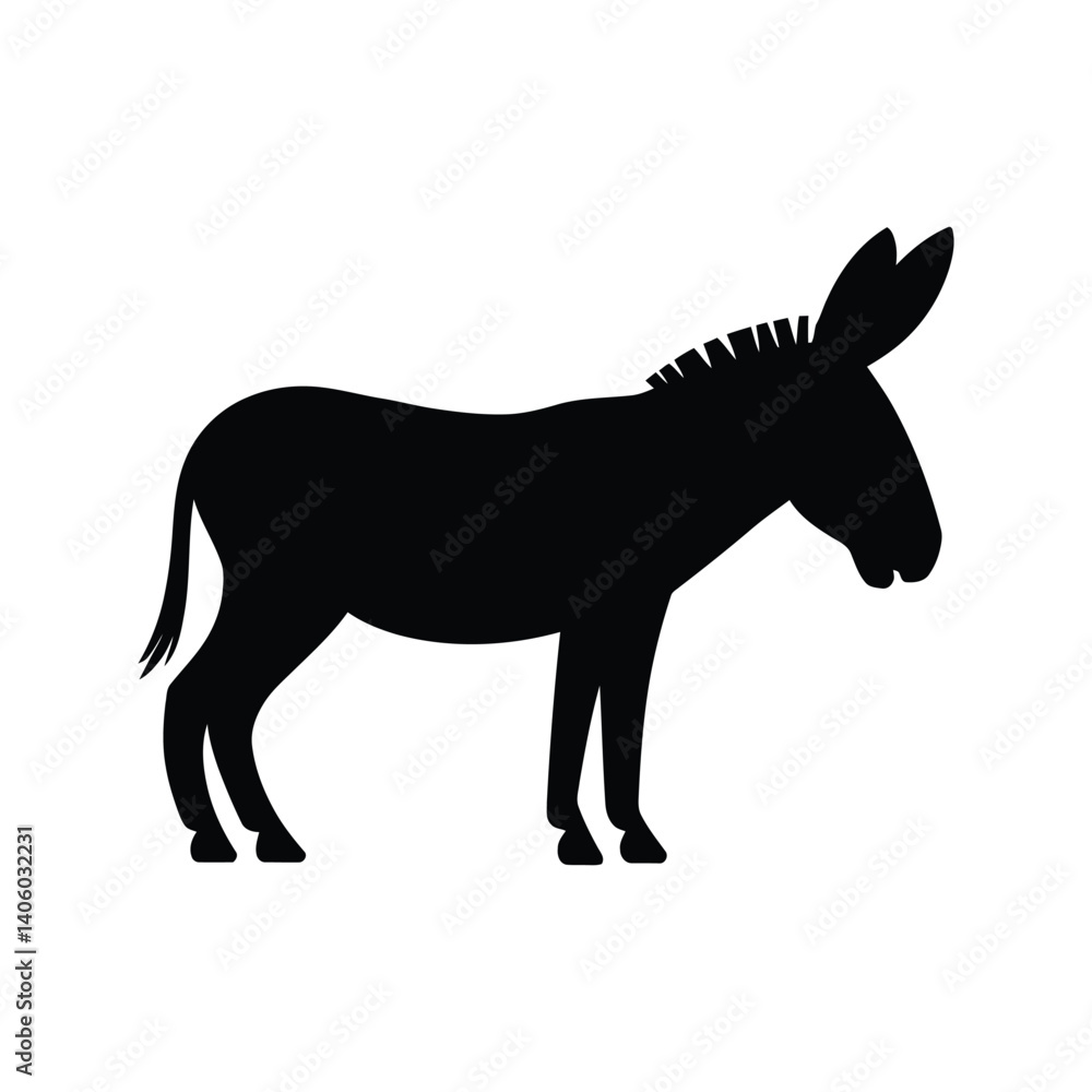 Obraz premium Cute Donkey silhouette Vector 