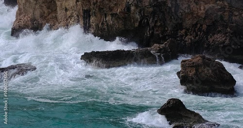 Wallpaper Mural waves crashing on rocks Torontodigital.ca