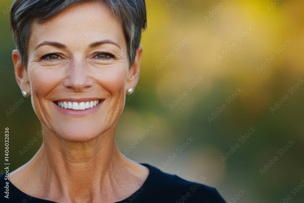 Woman with a smile on her face and earrings Woman with a smile on her face and earrings