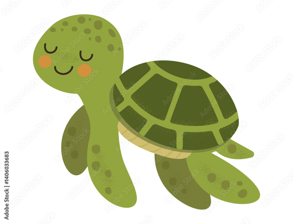 Obraz premium Cute turtle on a white background perfect for children's decor or educational materials