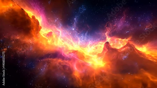 Wallpaper Mural Cosmic Nebula fiery expanse, stellar background, space exploration Torontodigital.ca