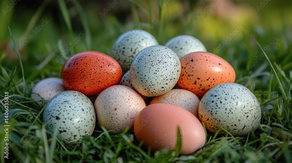 Colorful eggs in meadow Colorful eggs in meadow