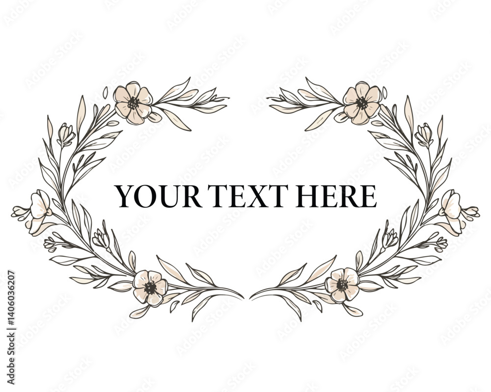 Floral frame template on white background for invitations, wedding cards, and decorative designs. Floral frame template on white background for invitations, wedding cards, and decorative designs.