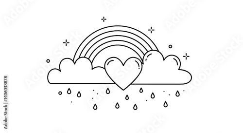 Heart-Shaped Cloud with Rainbow and Rain - Облако в форме сердца, с радуга  
