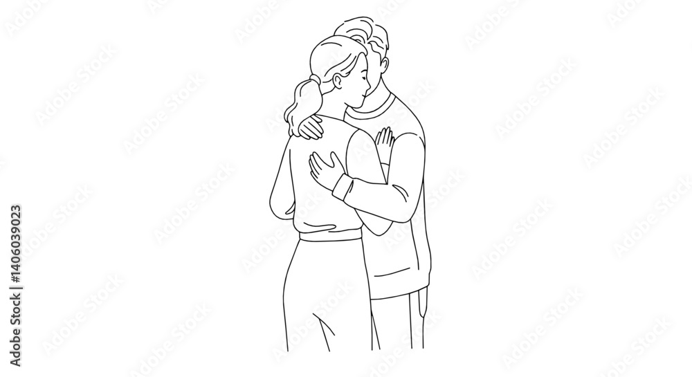 Romantic embrace from behind, couple showing love and affection Romantic embrace from behind, couple showing love and affection