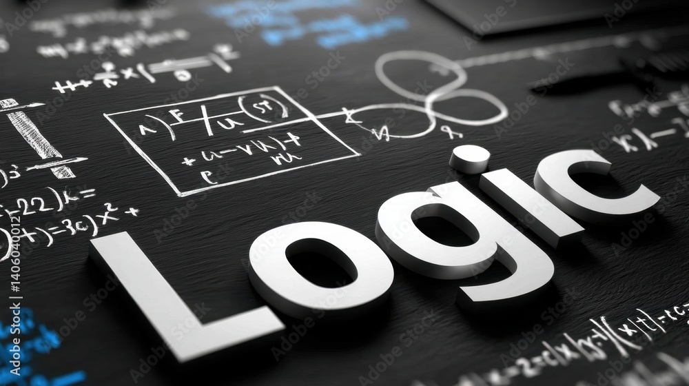 Fototapeta premium Abstract Concept of Logic with Mathematical Formulas on Blackboard