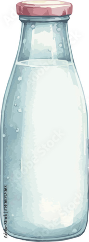 A watercolor vector of a bottle of milk