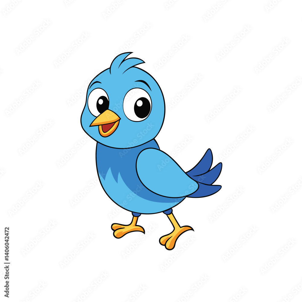 Playful Pet Bird in Emon Style with Big Eyes, Walking on a Slippery Path - Fun Journey Playful Pet Bird in Emon Style with Big Eyes, Walking on a Slippery Path - Fun Journey